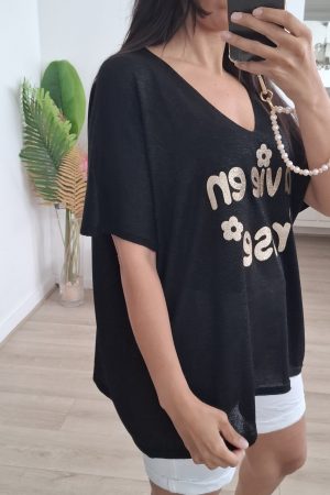 TOP LA VIE EN ROSE noir
