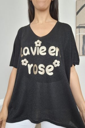 TOP LA VIE EN ROSE noir