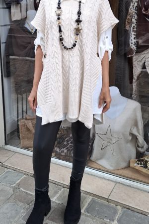 Ensemble pull et chemise ÉLINA beige