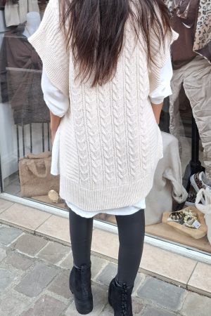 Ensemble pull et chemise ÉLINA beige