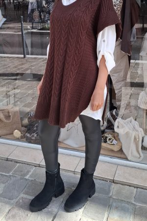 Ensemble pull et chemise ÉLINA marron