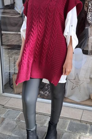 Ensemble pull et chemise ÉLINA bordeaux