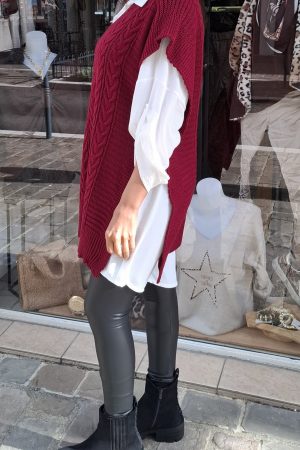 Ensemble pull et chemise ÉLINA bordeaux