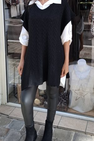 Ensemble pull et chemise ÉLINA noir