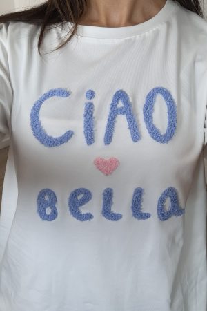 T shirt ciao bella bleu
