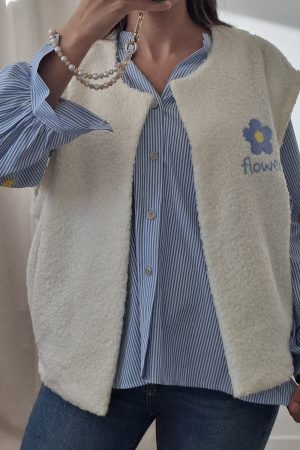 Gilet flora bleu