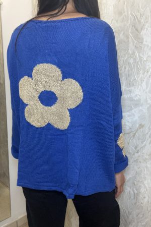 PULL FLORA bleu