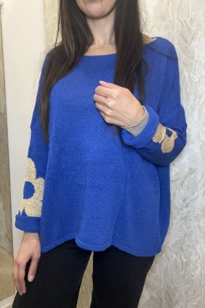 PULL FLORA bleu